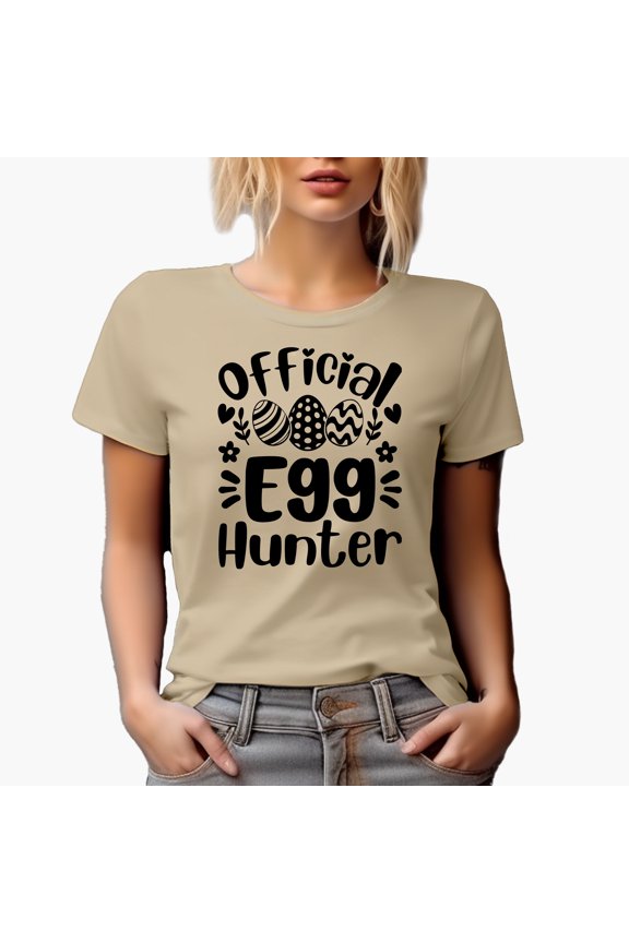 Official Egg Hunter, Easter Day, Tan T-Shirt, XL