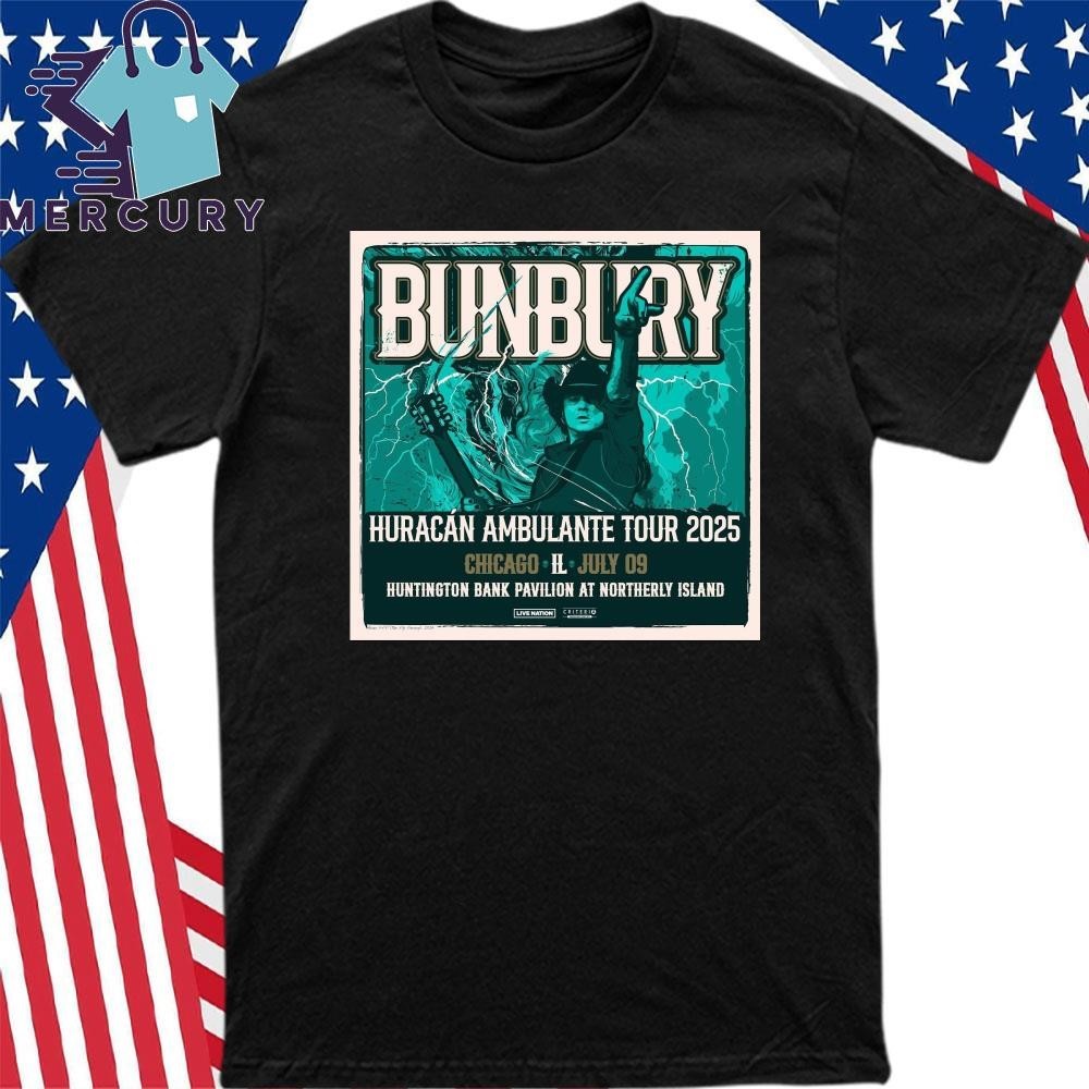 Official Enrique Bunbury Chicago Il July 9th 2025 Poster Shirt