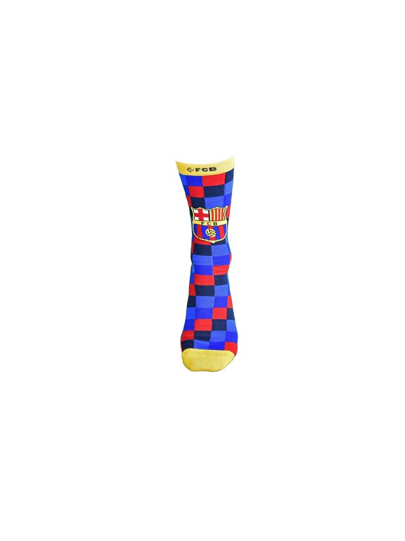 Official FC Barcelona - Checkered Knit Socks With Logo, Size 9-13