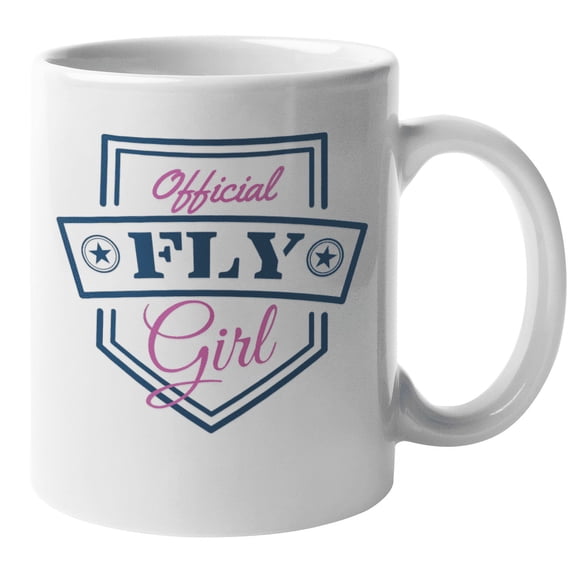 Official Fly Girl Cool Coffee & Tea Mug For A Flight Attendant, Aircrew, Captain, Aviator, Aviation Employee, Aircraft Pilot, Copilot, Stewardess, Girlfriend, Wife, And Women (11oz)