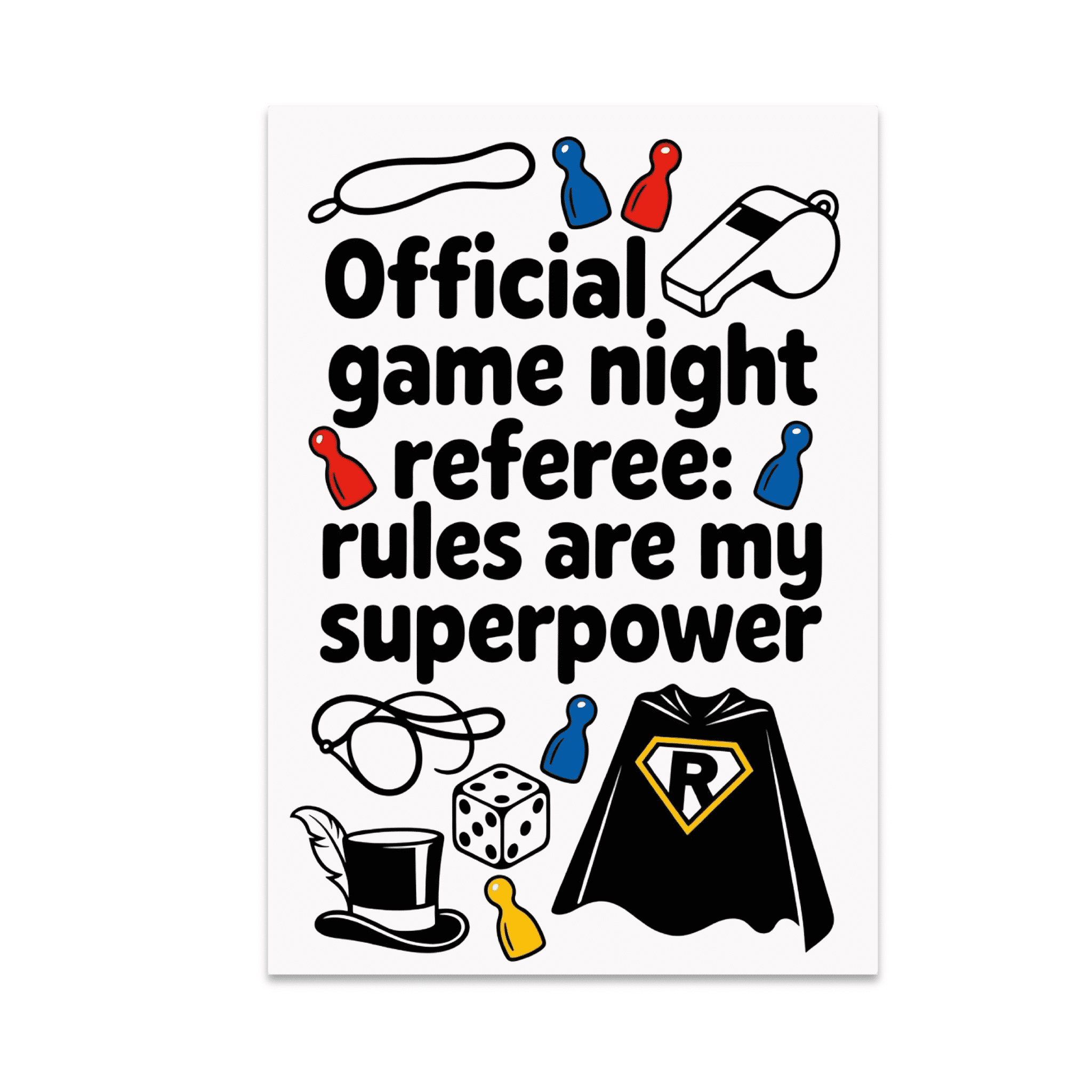 Official Game Night Referee Art - Family Game Night Enthusiast - 13x19 Poster Print