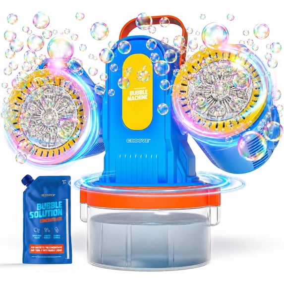 Croove Rechargeable Bubble Machine for Kids, 10,000 Bubbles Per Minute