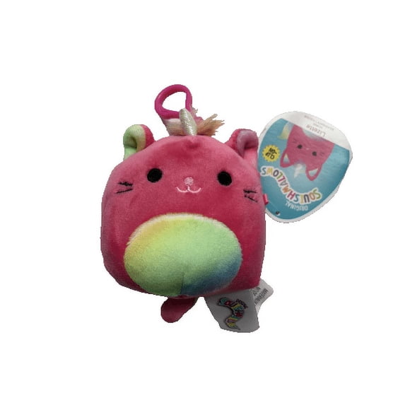 Official Kellytoy Squishmallows Lizette the Caticorn 3.5" Clip on Stuffed Plush