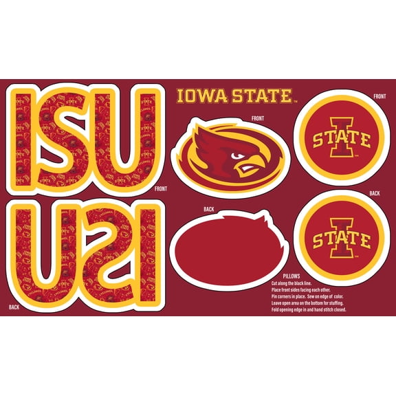 Official Licensed Iowa State University Minky DIY Pillow Project. Cut, Sew, and Stuff-Each Panel yields 3 pillows