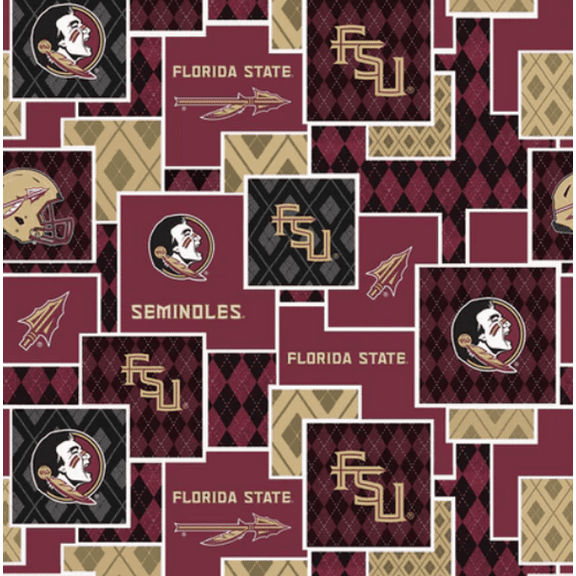Official Licensed NCAA Florida State University Argyle Boxes Fabric by the Yard
