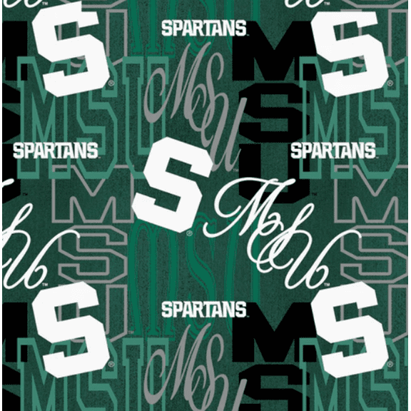 Official Licensed NCAA Michigan State University Letters Fabric by the Yard