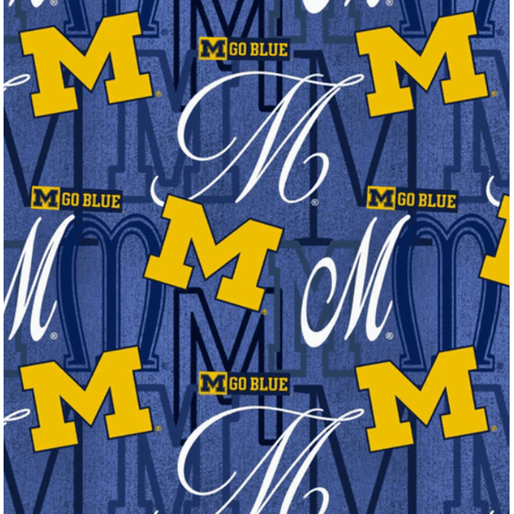 Official Licensed NCAA University of Michigan Letters Fabric by the Yard