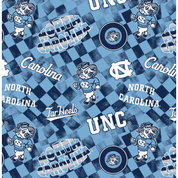 Official Licensed NCAA University of North Carolina Letters Fabric by the Yard