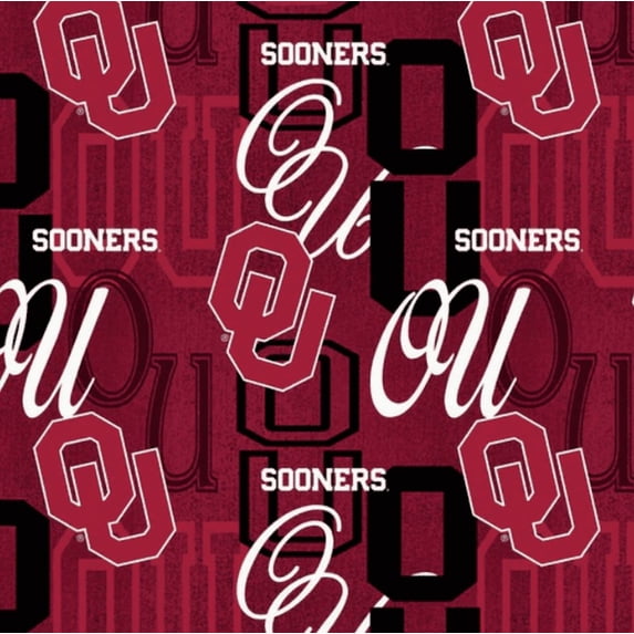 Official Licensed NCAA University of Oklahoma Letters Fabric by the Yard