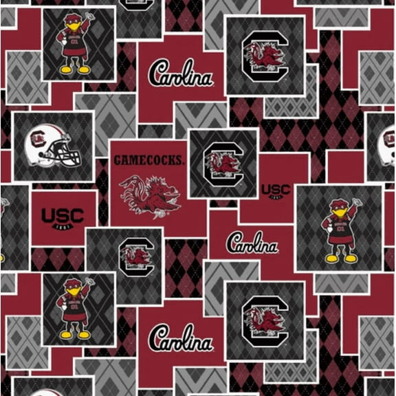 Official Licensed NCAA University of South Carolina Argyle Boxes Fabric by the Yard