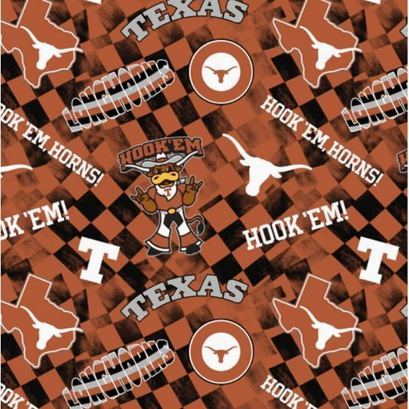 Official Licensed NCAA University of Texas Check Allover Fabric by the Yard