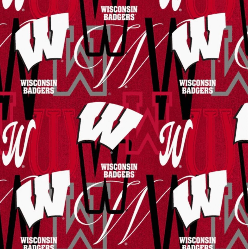 Official Licensed NCAA University of Wisconsin Letters Fabric by the ...