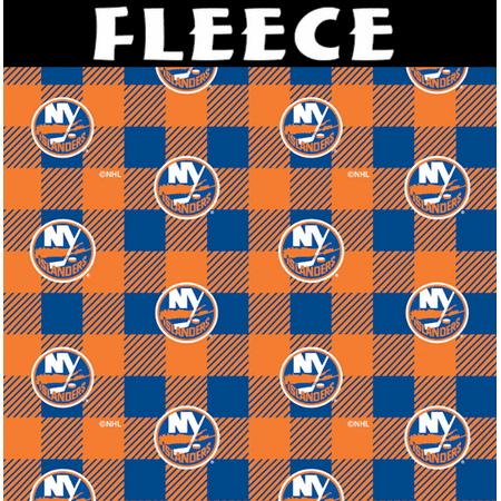 Official Licensed NHL New York Islanders Buffalo Plaid Fleece Fabric by the Yard