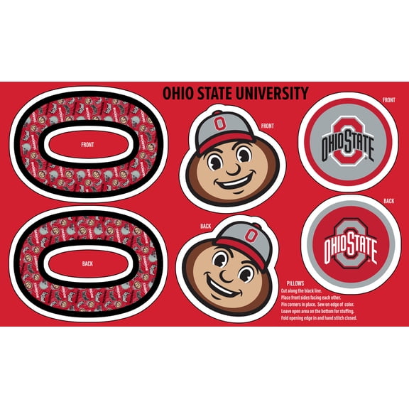 Official Licensed Ohio State University Minky DIY Pillow Project. Cut, Sew, and Stuff-Each Panel yields 3 pillows