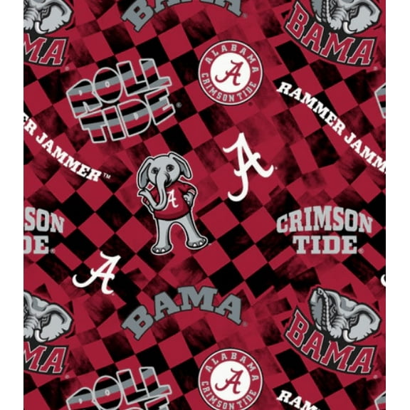 Official Licensed University of Alabama Cotton Quilting Fabric-Check Allover Fabric by the Yard