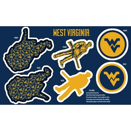Official Licensed West Virginia University Minky DIY Pillow Project. Cut, Sew, and Stuff-Each Panel yields 3 pillows