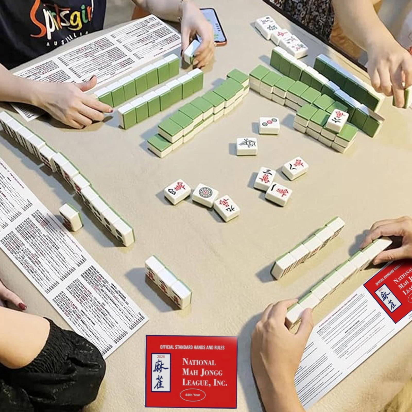 Official Mahjong Cards 2025 Large Size, 4Piece Set with National