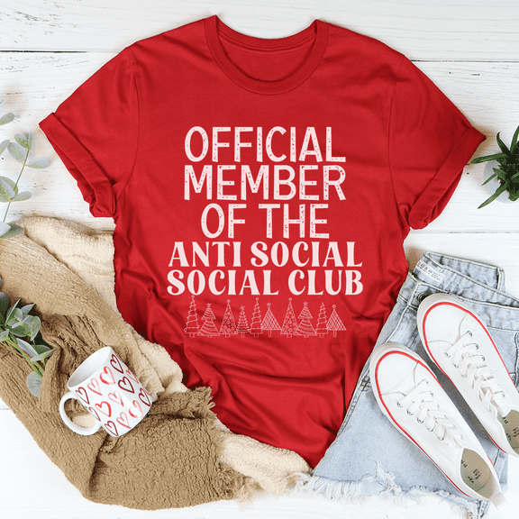 Official Member Of The Anti Social Club Christmas Tee Kelly S Peachy Sunday T-Shirt