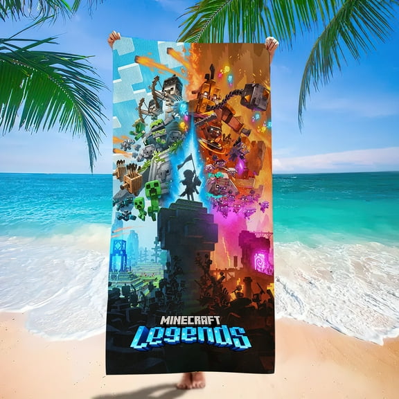 Official Minecraft Microfiber Bath Towel 28 x 55 Inches Lightweight & Soft