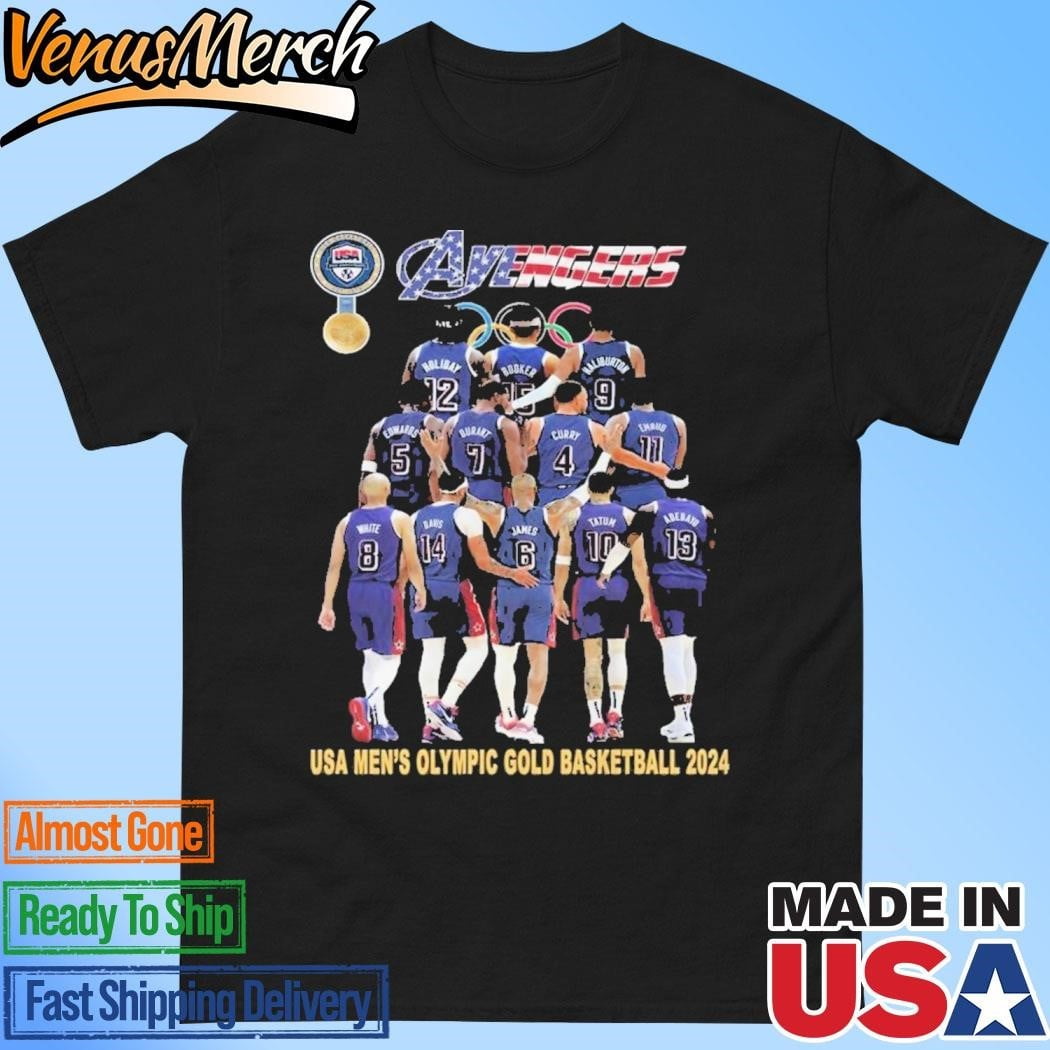 Official Olympic 2024 Usa Team Avengers Mens Basketball Gold Medal T