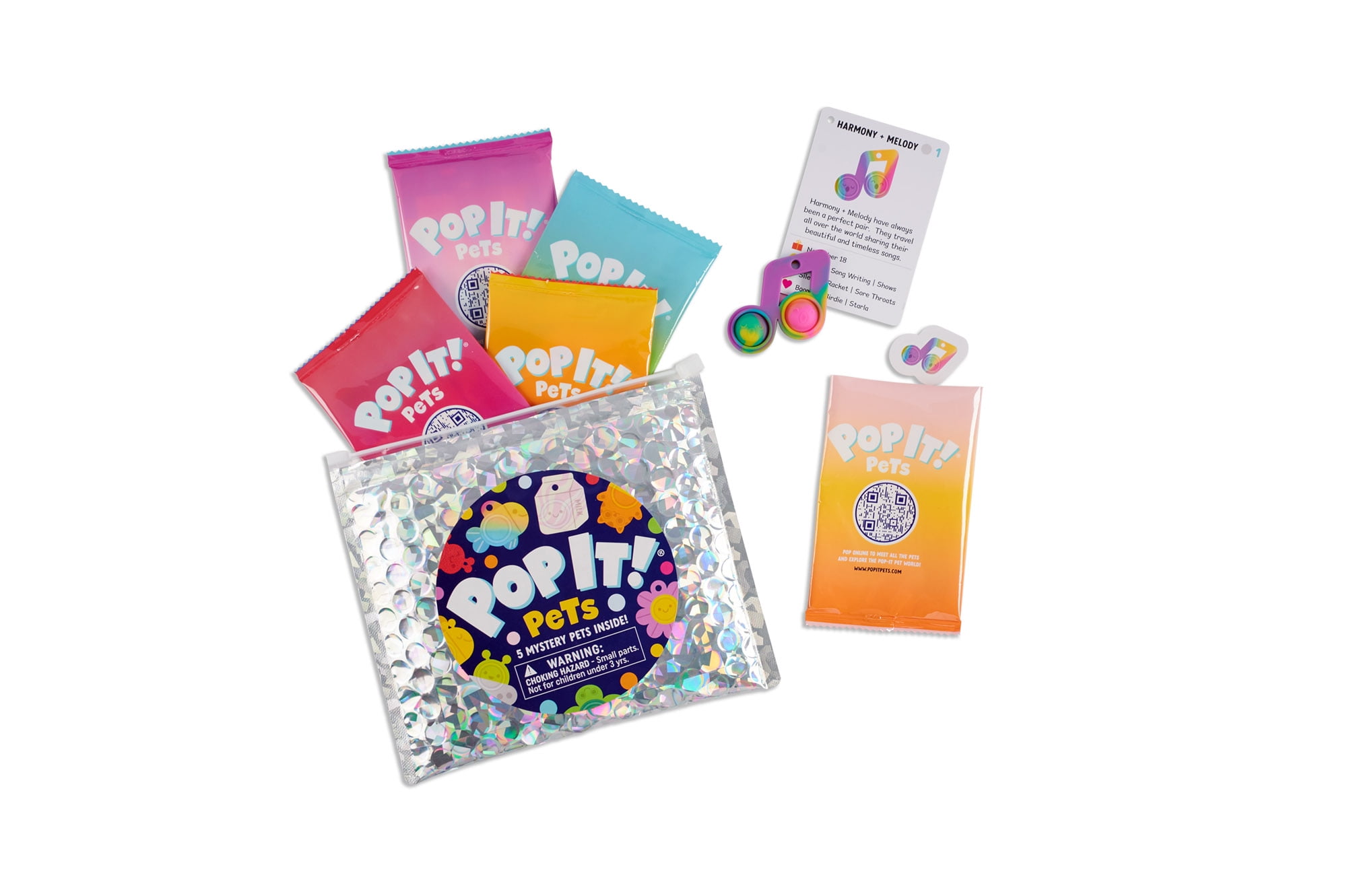 Official POP IT! Pets - Mystery Bag | 5 Pets in Each Bag | Mini Pop It! | Cute Fidget and Sensory Toy | Over 100 Companions to Collect and Trade