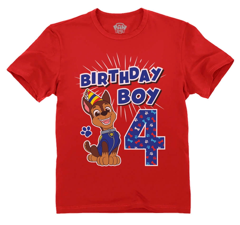 Official Paw Patrol Chase Boys\' Tee Shirt High T-Shirt - Comfortable 4th Quality, - Patrol Nickelodeon for Party Cotton Four-Year-Olds Birthday Themed Gift Unique - Paw