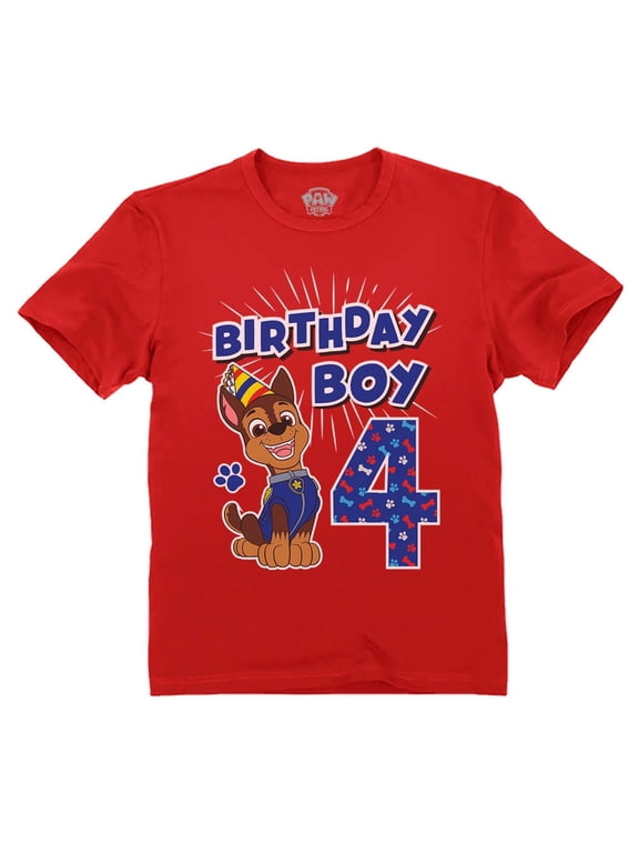 Nickelodeon Paw Patrol Chase 4th Birthday Boys T-Shirt - 4T, Red