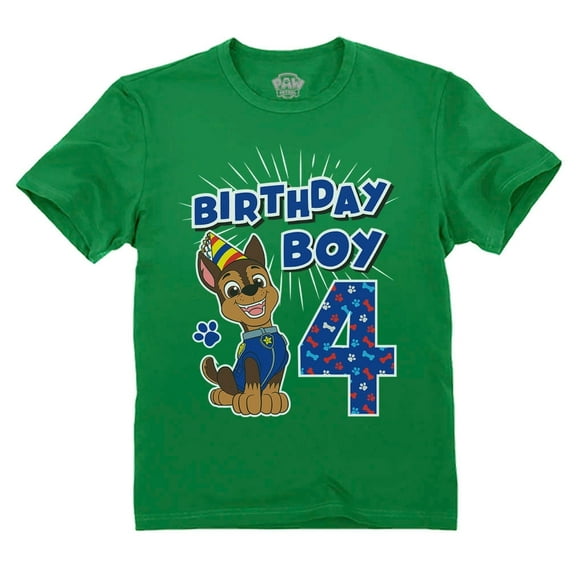 Tstars Nickelodeon Paw Patrol Chase 4th Birthday Boys T-Shirt - 5-6, Green