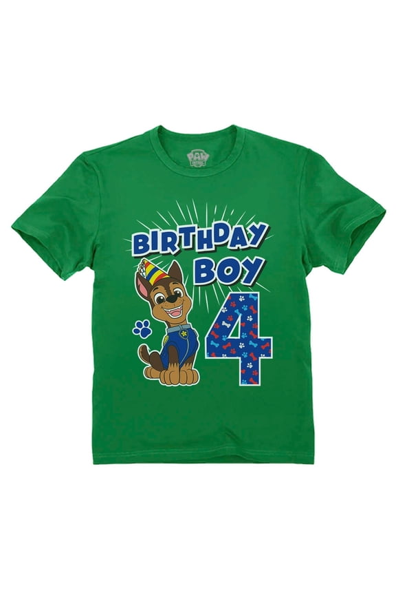 Nickelodeon Paw Patrol Chase 4th Birthday Boys T-Shirt - 3T, Green