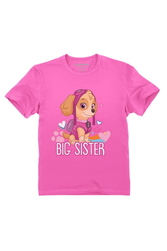 Official Paw Patrol Skye Big Sister Shirt Toddler Kids T-Shirt 2T Pink