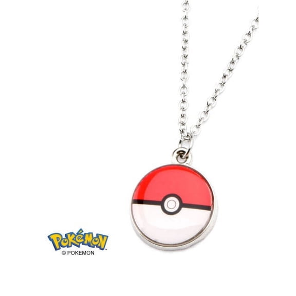 Official Pokemon Poke Ball Stainless Steel Small Charm Pendant Necklace and Chain