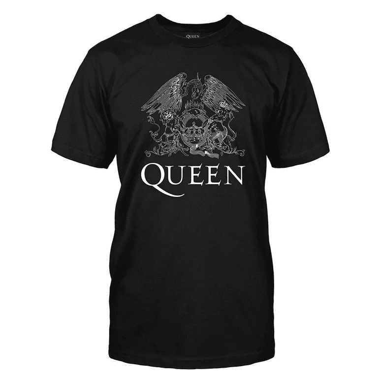 Tee Sleeve Graphic Band Queen Logo Unisex Short Official Black Crest