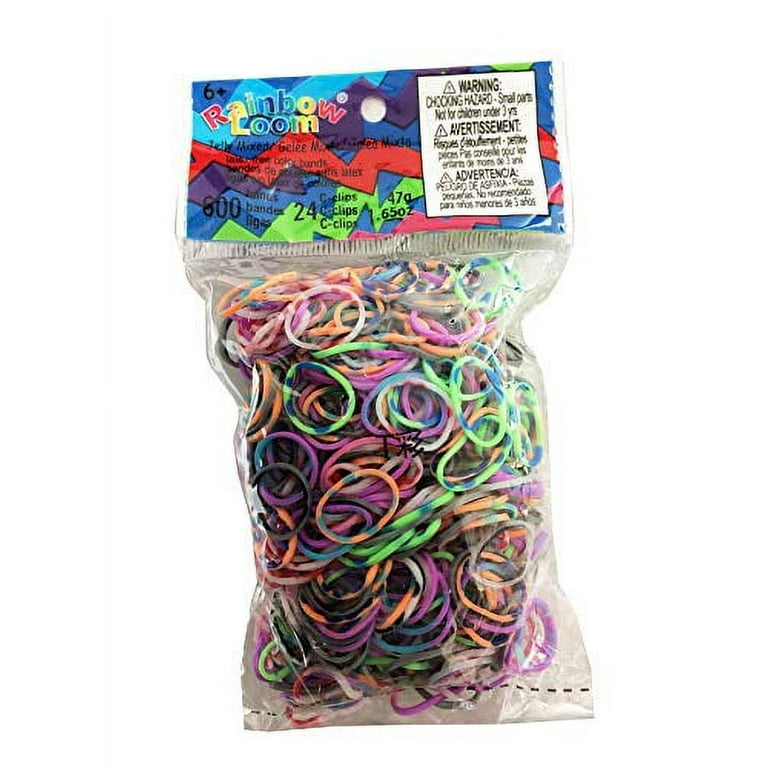 Official Rainbow Loom 600 Ct. Rubber Band Refill Pack *Jelly* ASSORTED TIE  DYE [Includes 24 C-Clips!] 