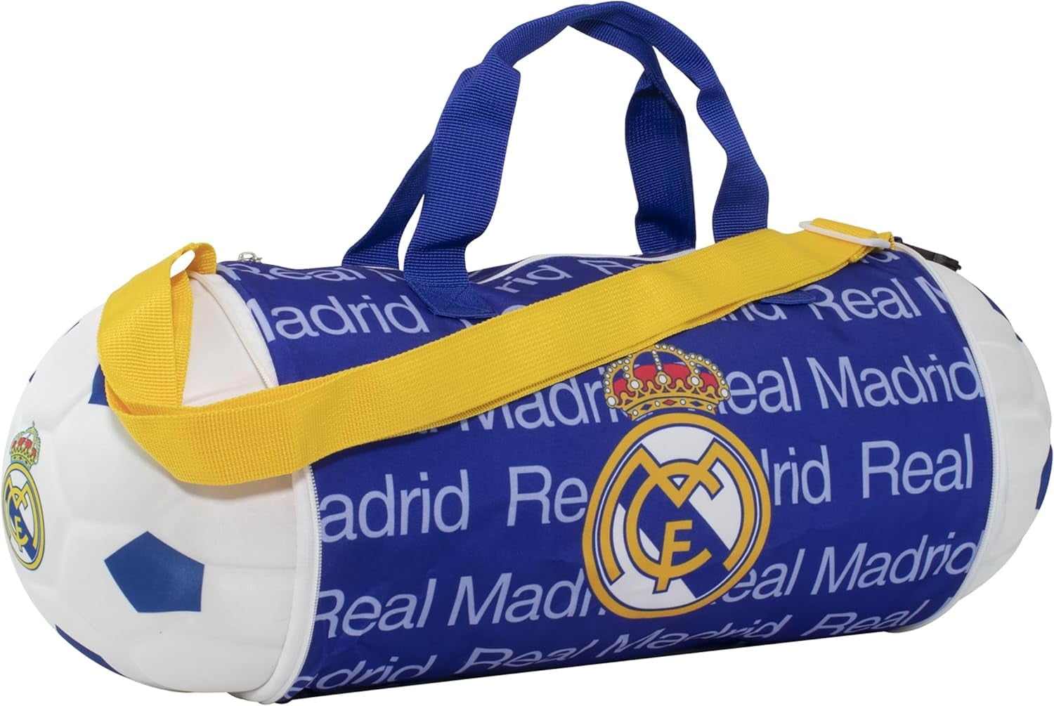 Maccabi Art Real Madrid Duffel Bag – Foldable Soccer Ball-Shaped Sports Bag with Adjustable Strap & Crest