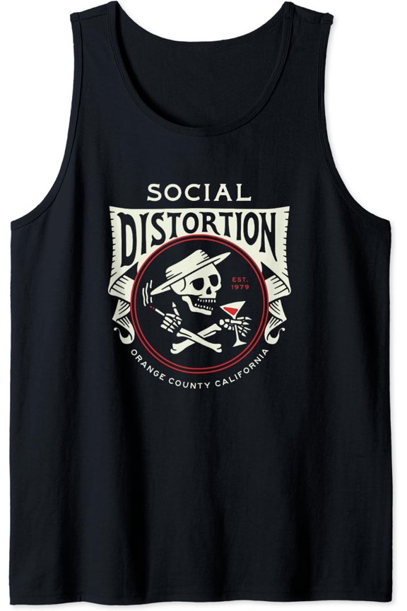 Official Retro Punk Skelly Circle Tank Top Size S-3XL