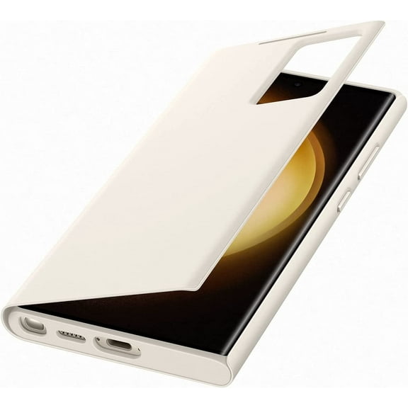 Official Samsung Galaxy S23 Ultra Smart View Wallet Case Cover - Cream