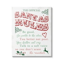 Official Santa's Rules Christmas List Holiday Graphic Art Gallery Wrapped Canvas Print Wall Art