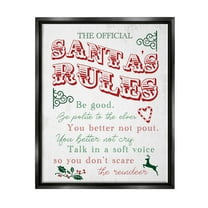 Official Santa's Rules Christmas List Holiday Graphic Art Jet Black Framed Art Print Wall Art