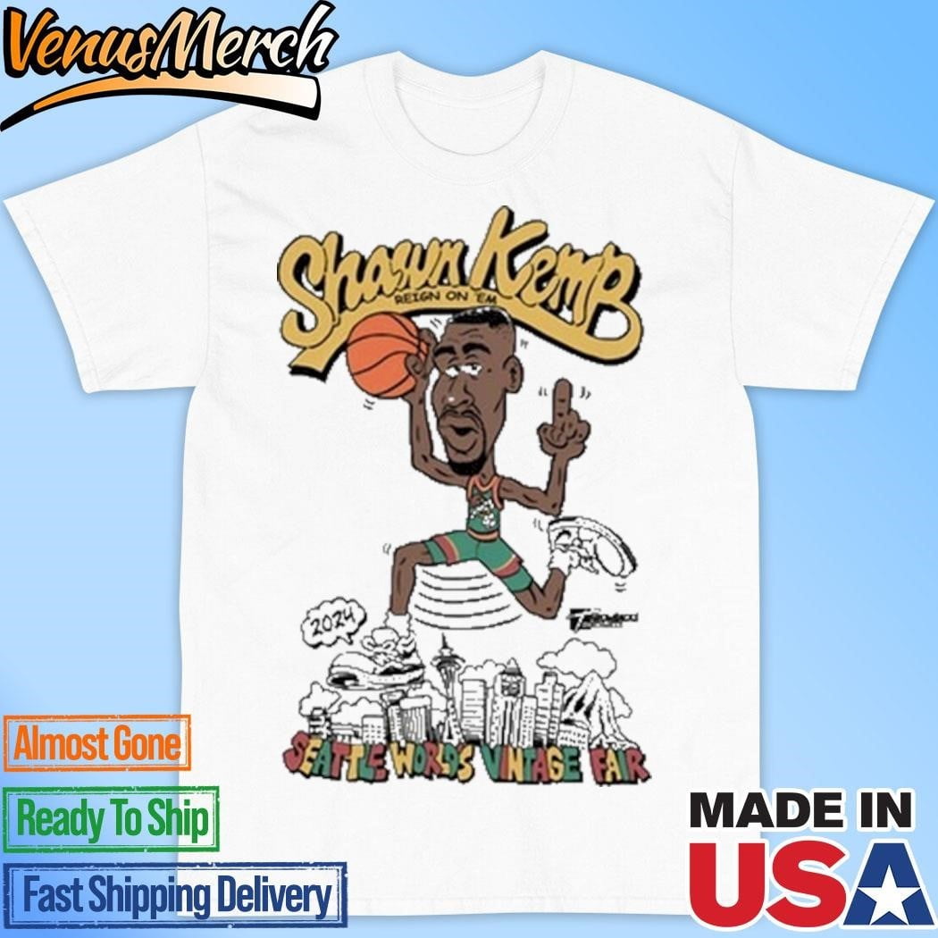 Official Shawn Kemp X Seattle Worlds Vintage Fair 24 Burgundy Shirt
