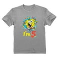 thumbnail image 1 of Official Spongebob - 5th Birthday I'm 5 Youth Kids T-Shirt Small Gray, 1 of 6