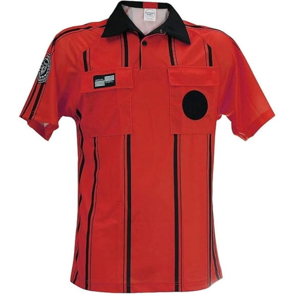Official Sports Men's USSF Pro SS Referee Jersey (Red/Black, Large)