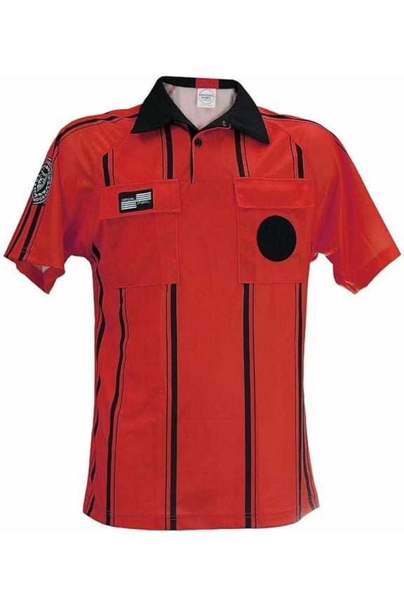 Men's USSF Pro SS Referee Jersey (Red/Black, Medium)