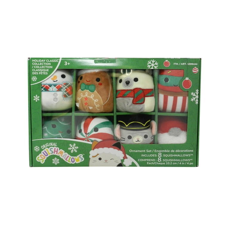 Squishmallows Christmas Ornament Set of 8 Plush 4 Holiday WINTER Collection