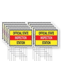 Official State Inspection Station Yard Sign 10 Pack of 12 Inch x 16 Inch Single Sided Weatherproof Heavy-Duty Plastic with Stake | Vehicle Checks, Professional Services, Reliable
