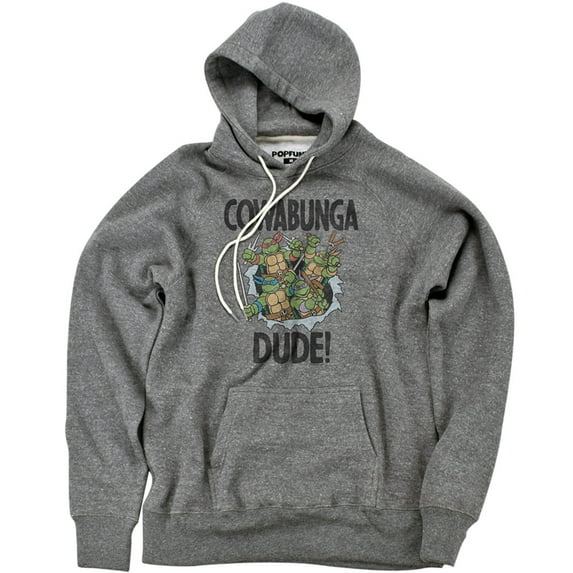 Official Teenage Mutant Ninja Turtles Cowabunga Dude Premium Ultrasoft Tri-Blend Hoodie (Large) Athletic Heather