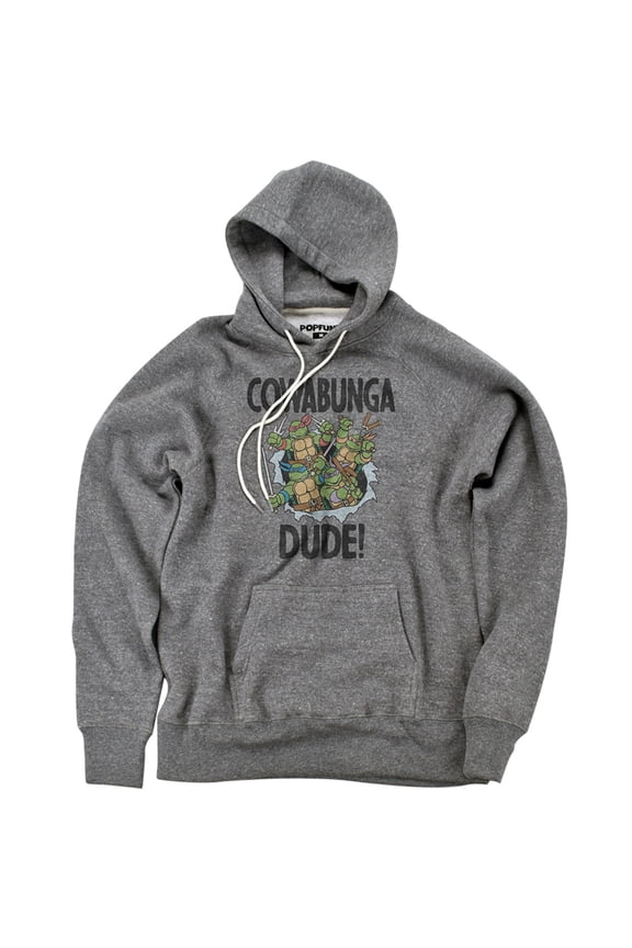 Official Teenage Mutant Ninja Turtles Cowabunga Dude Premium Ultrasoft Tri-Blend Hoodie (Large) Athletic Heather