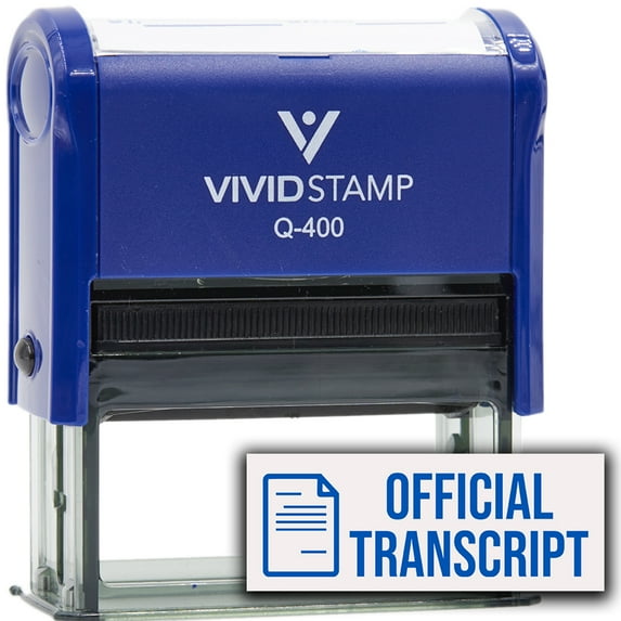 Official Transcript (Paper) Self Inking Rubber Stamp (Blue Ink) - Q-400