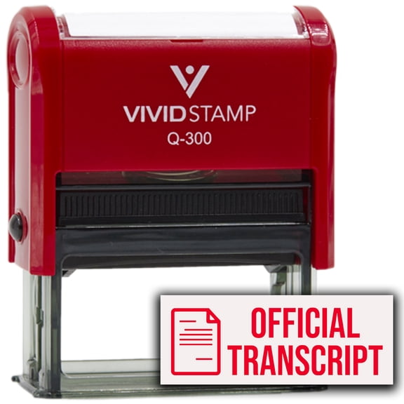 Official Transcript (Paper) Self Inking Rubber Stamp (Red Ink) - Q-300