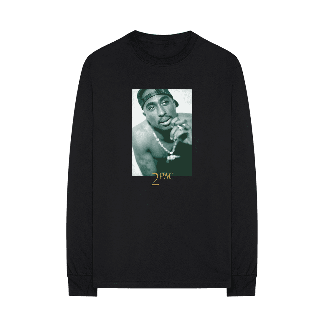 Official Tupac Halftone Vintage Photo Black Long Sleeve Official Tupac Halftone Vintage Photo Black Long Sleeve