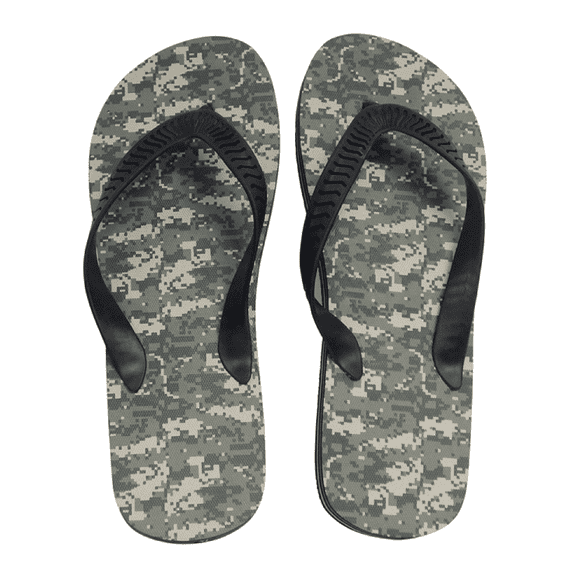 Official U.S. Army Adult Men Premium Camouflage Sandals Flip Flop Thong (Size Large, Black Thong)